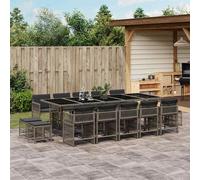 vidaXL Set da Pranzo da Giardino 15 pz con Cuscini Grigio Polyrattan