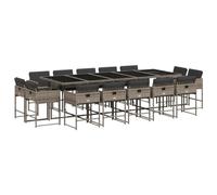 vidaXL Set da Pranzo da Giardino 15 pz con Cuscini Grigio Polyrattan