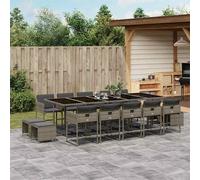 vidaXL Set da Pranzo da Giardino 15 pz con Cuscini Grigio Polyrattan