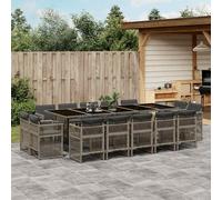 vidaXL Set da Pranzo da Giardino 15 pz con Cuscini Grigio Polyrattan