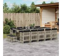 vidaXL Set da Pranzo da Giardino 15 pz con Cuscini Grigio Polyrattan