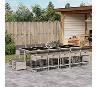 vidaXL Set da Pranzo da Giardino 15 pz con Cuscini Grigio Polyrattan