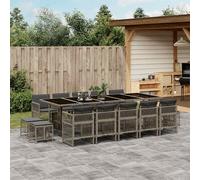 SET TAVOLO E SEDIE VIDAXL 15 pz con Cuscini Grigio Polyrattan - 3210992