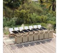 vidaXL Set da Pranzo da Giardino 15 pz con Cuscini in Polyrattan Beige