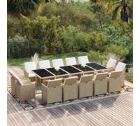 vidaXL Set da Pranzo da Giardino 15 pz con Cuscini in Polyrattan Beige