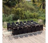 vidaXL Set Pranzo da Giardino 15 pz con Cuscini in Polyrattan Nero