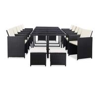 vidaXL Set da Pranzo da Giardino 15 pz con Cuscini in Polyrattan Nero