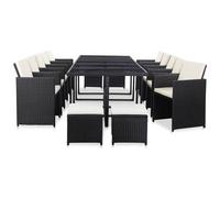 VIDAXL - Set Da Pranzo Da Giardino 15 Pz Con Cuscini In Polyrattan Nero
