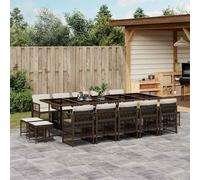 vidaXL Set da Pranzo da Giardino 15 pz con Cuscini Marrone Polyrattan