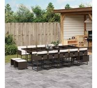 vidaXL Set da Pranzo da Giardino 15 pz con Cuscini Marrone Polyrattan