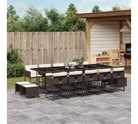 vidaXL Set da Pranzo da Giardino 15 pz con Cuscini Marrone Polyrattan