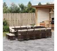 vidaXL Set da Pranzo da Giardino 15 pz con Cuscini Marrone Polyrattan