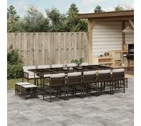 vidaXL Set da Pranzo da Giardino 15 pz con Cuscini Marrone Polyrattan