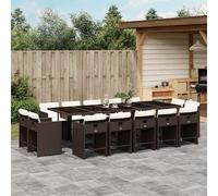 vidaXL Set da Pranzo da Giardino 15 pz con Cuscini Marrone Polyrattan