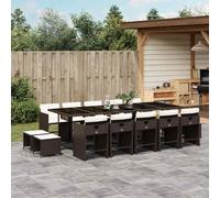 vidaXL Set da Pranzo da Giardino 15 pz con Cuscini Marrone Polyrattan