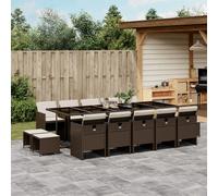 vidaXL Set da Pranzo da Giardino 15 pz con Cuscini Marrone Polyrattan