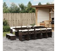 vidaXL Set da Pranzo da Giardino 15 pz con Cuscini Marrone Polyrattan