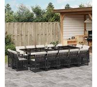 vidaXL Set da Pranzo da Giardino 15 pz con Cuscini Nero in Polyrattan