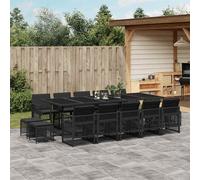 vidaXL Set da Pranzo da Giardino 15 pz con Cuscini Nero in Polyrattan