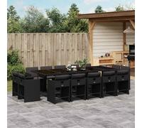 vidaXL Set da Pranzo da Giardino 15 pz con Cuscini Nero in Polyrattan