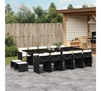 vidaXL Set da Pranzo da Giardino 15 pz con Cuscini Nero in Polyrattan