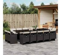 vidaXL Set da Pranzo da Giardino 15 pz con Cuscini Nero in Polyrattan