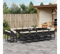 vidaXL Set da Pranzo da Giardino 15 pz con Cuscini Nero in Polyrattan