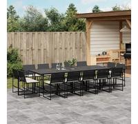vidaXL Set da Pranzo da Giardino 15 pz con Cuscini Nero in Polyrattan