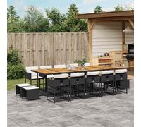 vidaXL Set da Pranzo da Giardino 15 pz con Cuscini Nero in Polyrattan