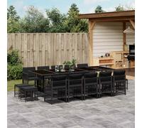 vidaXL Set da Pranzo da Giardino 15 pz con Cuscini Nero in Polyrattan