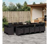 vidaXL Set da Pranzo da Giardino 15 pz con Cuscini Nero in Polyrattan