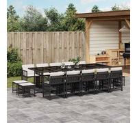 vidaXL Set da Pranzo da Giardino 15 pz con Cuscini Nero in Polyrattan