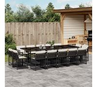 vidaXL Set da Pranzo da Giardino 15 pz con Cuscini Nero in Polyrattan