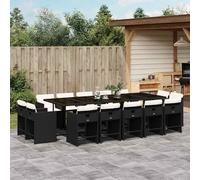 vidaXL Set da Pranzo da Giardino 15 pz con Cuscini Nero in Polyrattan