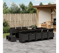 vidaXL Set da Pranzo da Giardino 15 pz con Cuscini Nero in Polyrattan