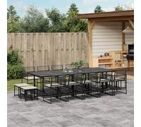 vidaXL Set da Pranzo da Giardino 15 pz con Cuscini Nero in Polyrattan
