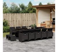 vidaXL Set da Pranzo da Giardino 15 pz con Cuscini Nero in Polyrattan
