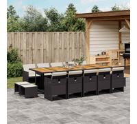 vidaXL Set da Pranzo da Giardino 15 pz con Cuscini Nero in Polyrattan
