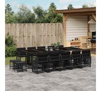 vidaXL Set da Pranzo da Giardino 15 pz con Cuscini Nero in Polyrattan