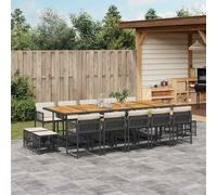 vidaXL Set da Pranzo da Giardino 15 pz con Cuscini Nero in Polyrattan