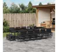 vidaXL Set da Pranzo da Giardino 15 pz con Cuscini Nero in Polyrattan