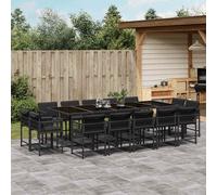 vidaXL Set da Pranzo da Giardino 15 pz con Cuscini Nero in Polyrattan