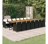 vidaXL Set da Pranzo da Giardino 15 pz con Cuscini Nero in Polyrattan