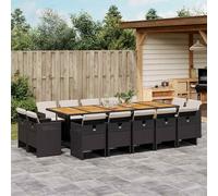 vidaXL Set da Pranzo da Giardino 15 pz con Cuscini Nero in Polyrattan