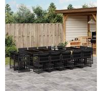 vidaXL Set da Pranzo da Giardino 15 pz con Cuscini Nero in Polyrattan