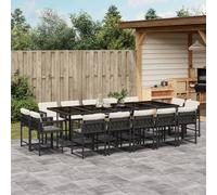 vidaXL Set da Pranzo da Giardino 15 pz con Cuscini Nero in Polyrattan