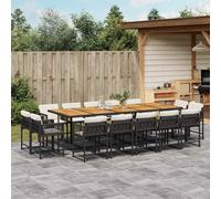 vidaXL Set da Pranzo da Giardino 15 pz con Cuscini Nero in Polyrattan