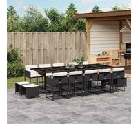 vidaXL Set da Pranzo da Giardino 15 pz con Cuscini Nero in Polyrattan