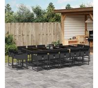 vidaXL Set da Pranzo da Giardino 15 pz con Cuscini Nero in Polyrattan