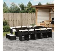vidaXL Set da Pranzo da Giardino 15 pz con Cuscini Nero in Polyrattan